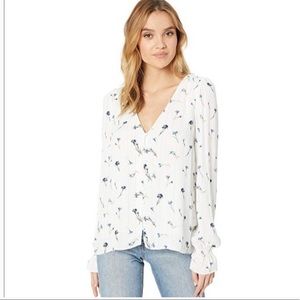 Bolona C Floral-print Button-front In Porcelain